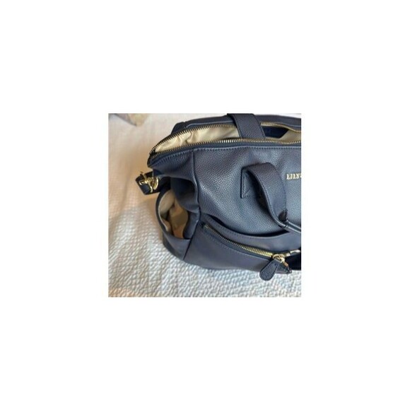 Lily Jade Caroline Convertible Tote Navy Blue Vegan Leather - Picture 4 of 11
